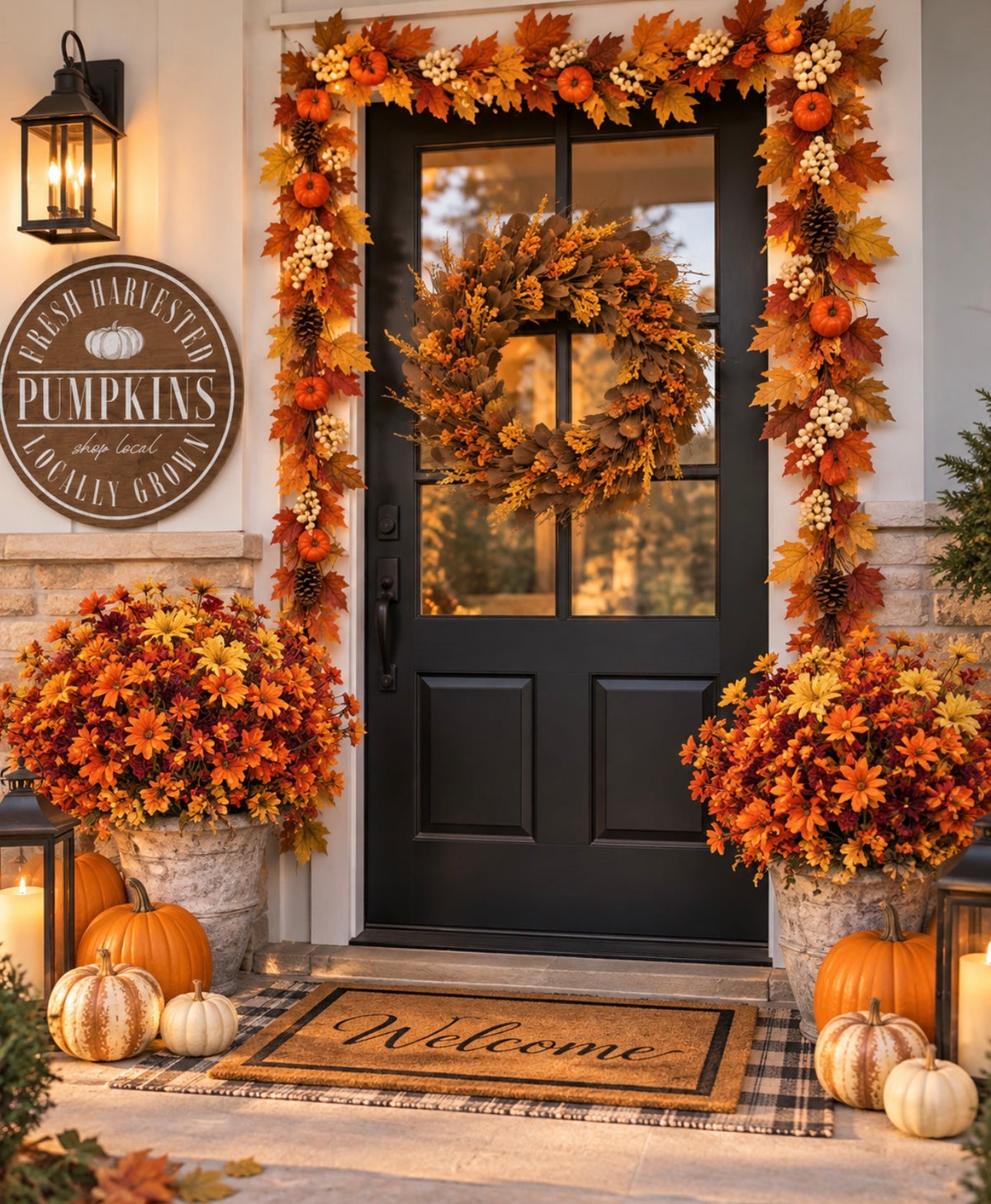 "Shop Local" Pumpkins Round Wall Sign | Birch Wood Circle