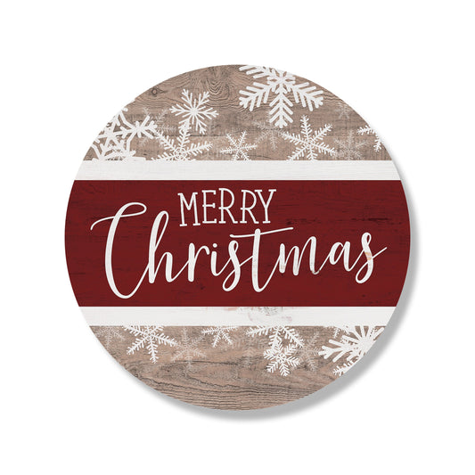Merry Christmas Snowflakes Stripe Circle Wall Art
