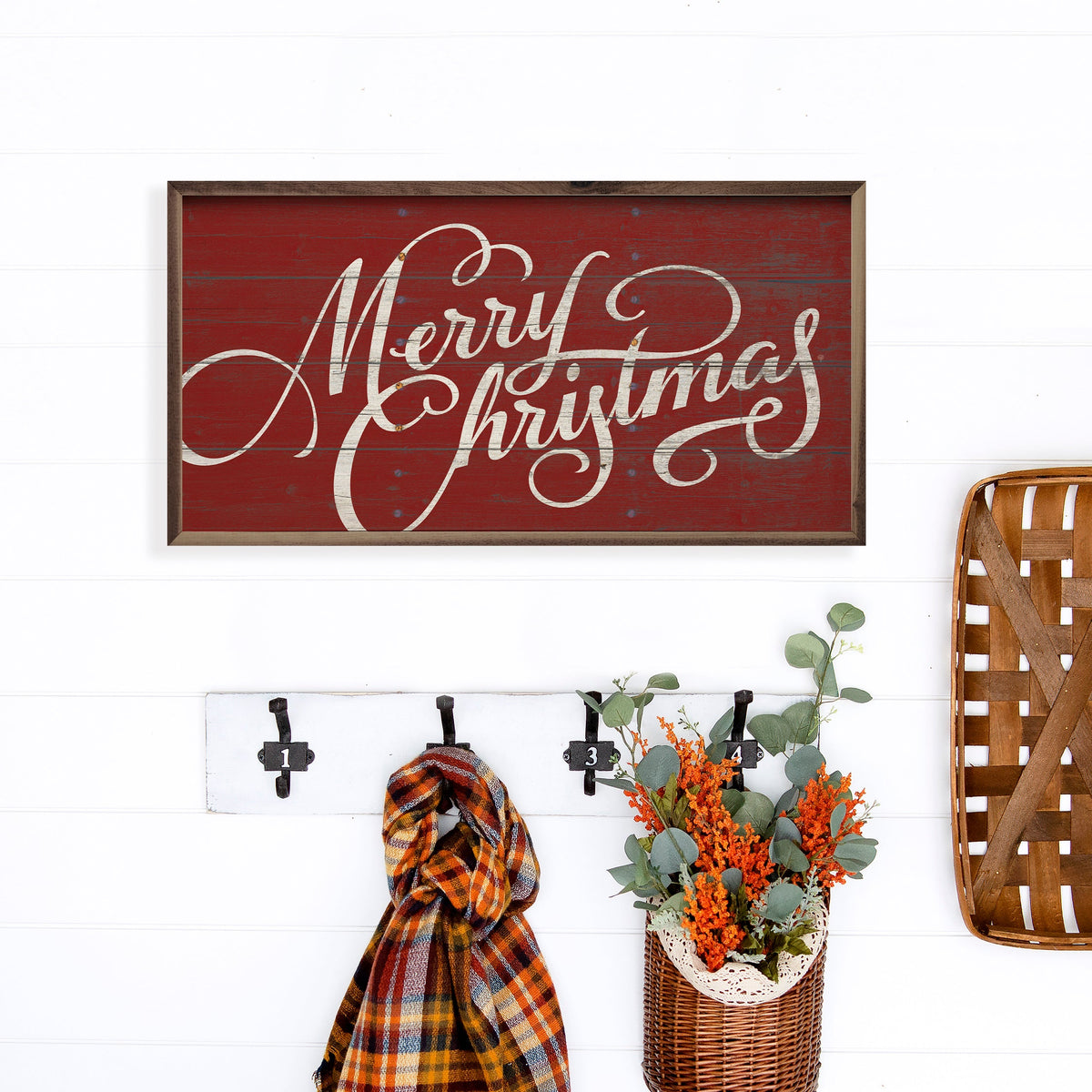 Merry Christmas Curly Red Wall Art
