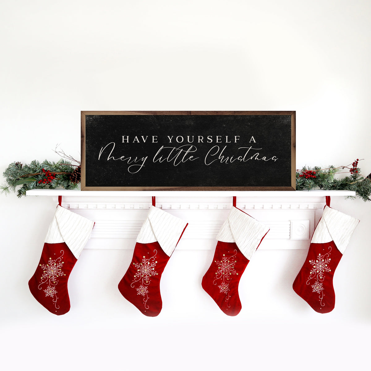 Merry Little Christmas -Wood Sign with Hand-Painted Details