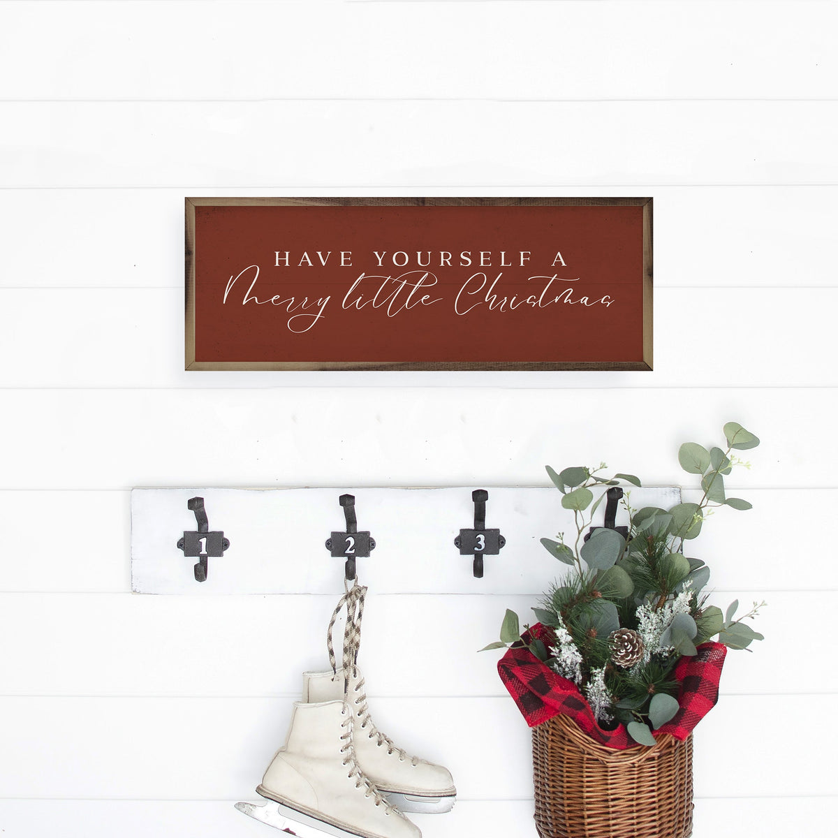 Merry Little Christmas -Wood Sign with Hand-Painted Details