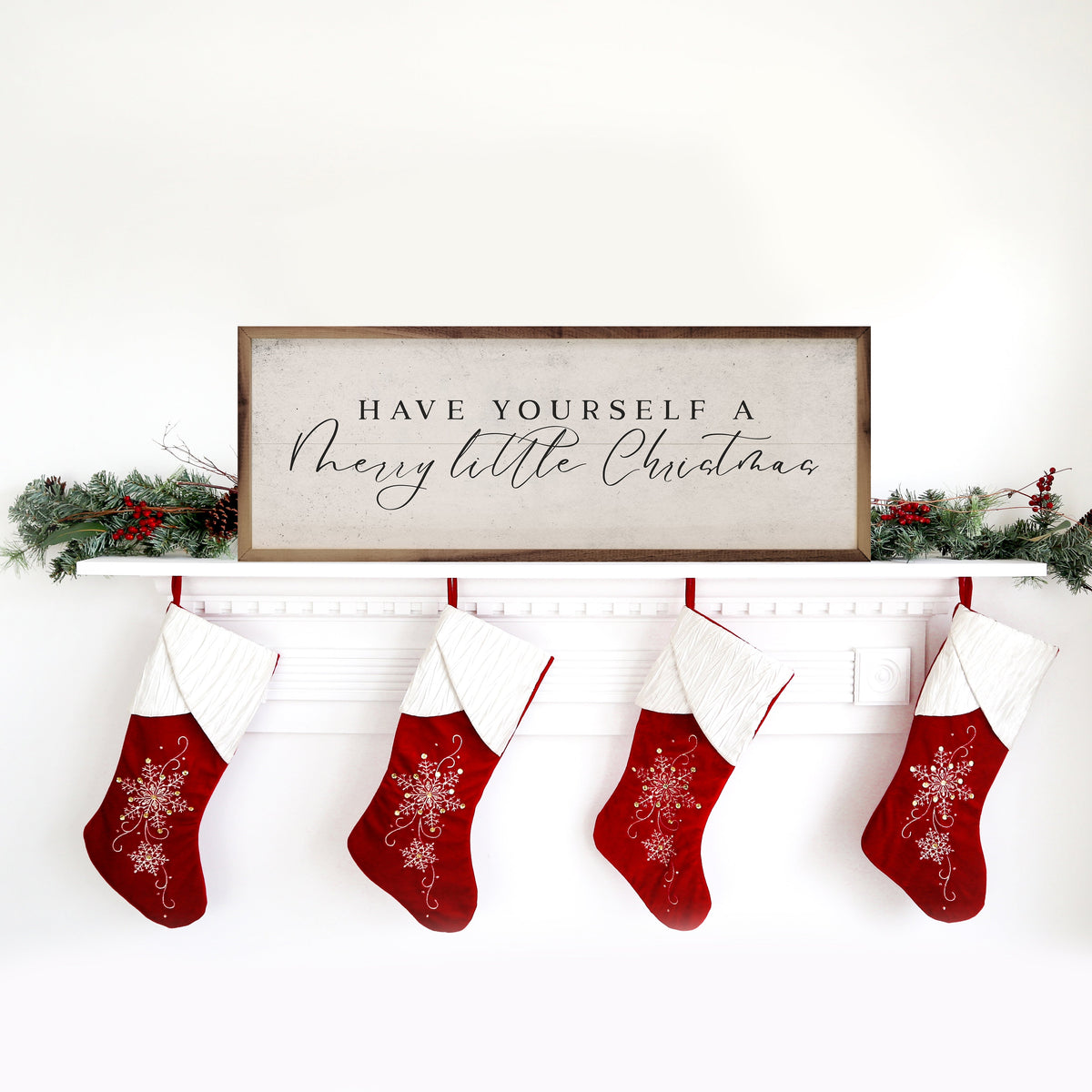 Merry Little Christmas -Wood Sign with Hand-Painted Details