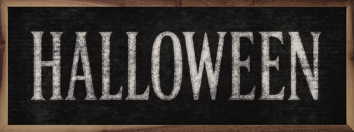 Halloween Wood Sign | Farmhouse Typography, Handcrafted Walnut Frame — Available in Multiple Sizes & Colors