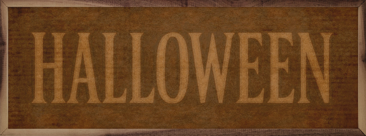 Halloween Wood Sign | Farmhouse Typography, Handcrafted Walnut Frame — Available in Multiple Sizes & Colors