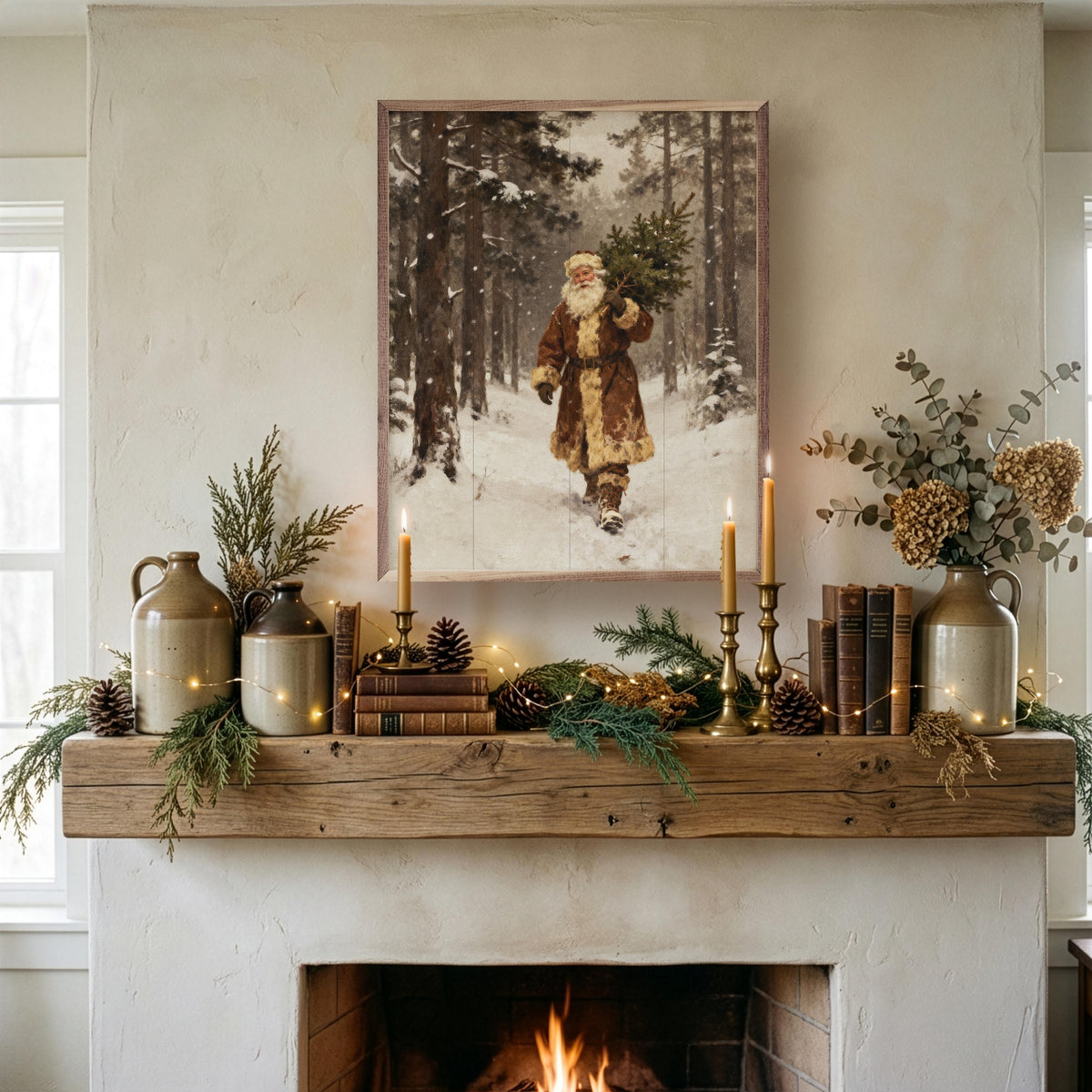 Santa and the Christmas Tree Wall Art