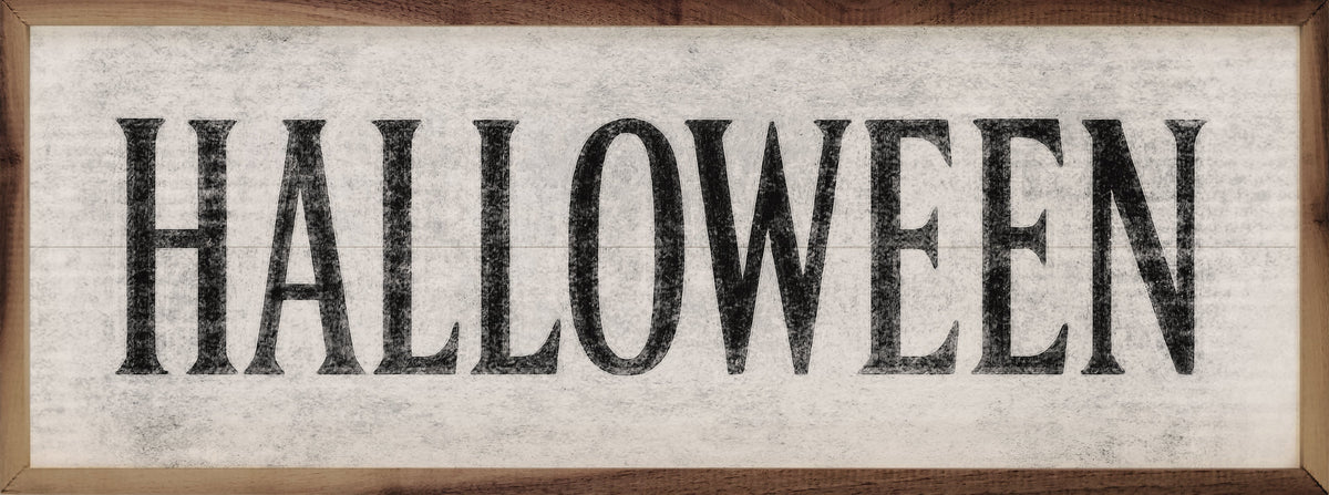 Halloween Wood Sign | Farmhouse Typography, Handcrafted Walnut Frame — Available in Multiple Sizes & Colors