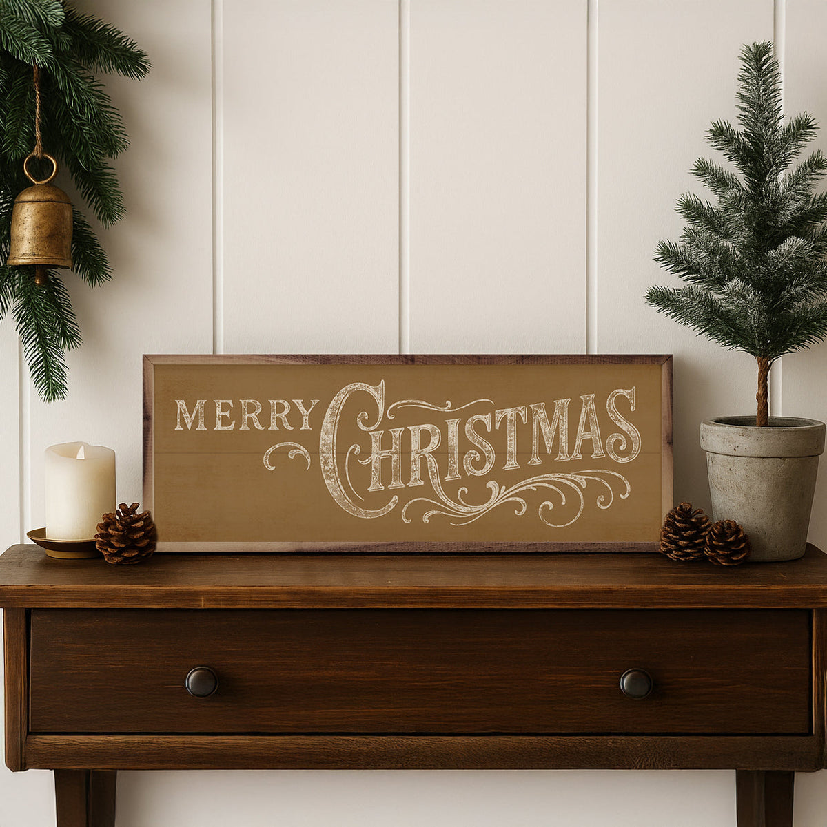 Merry Christmas Ornate Framed Wall Art - Multiple colors