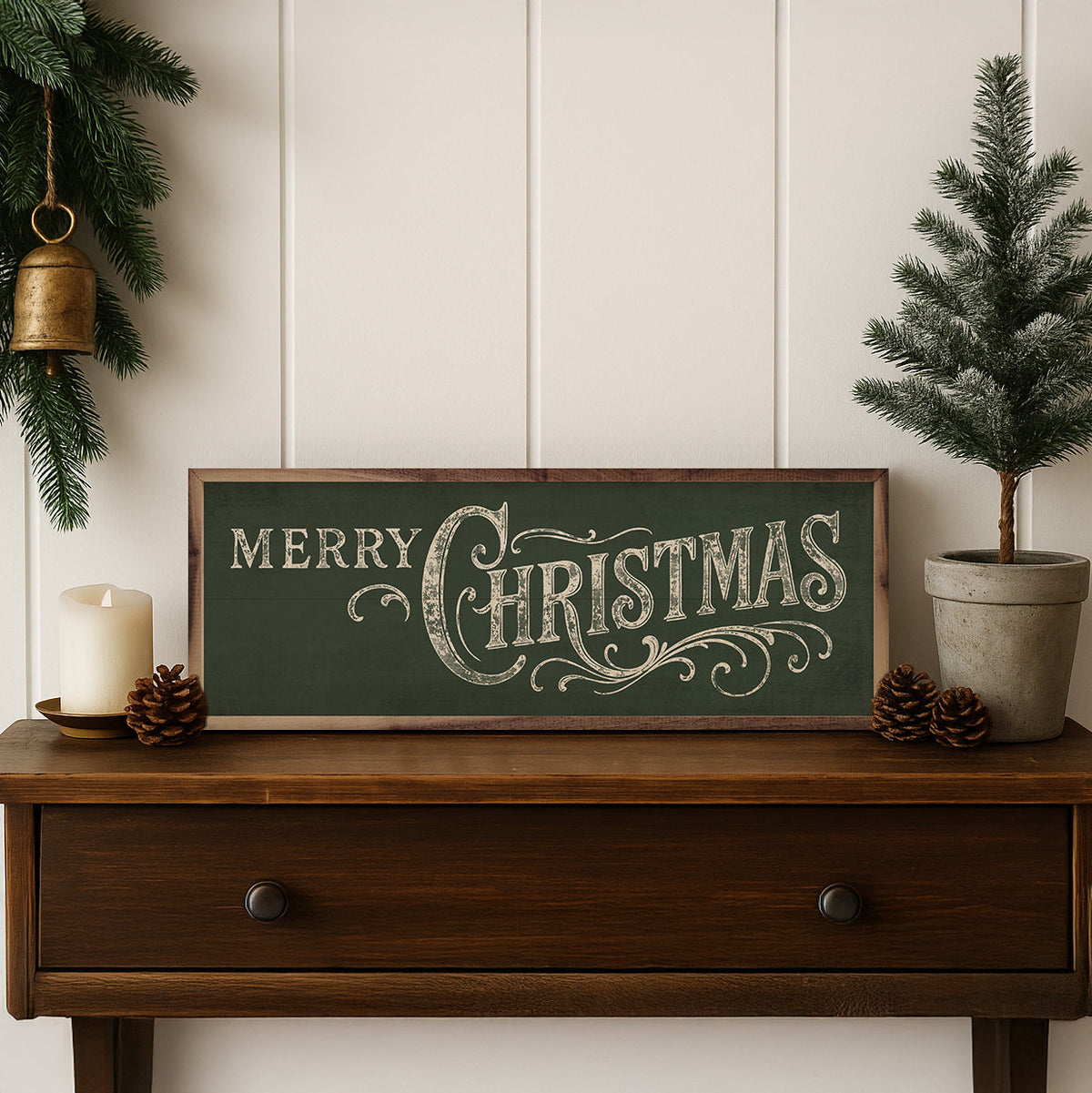 Merry Christmas Ornate Framed Wall Art - Multiple colors