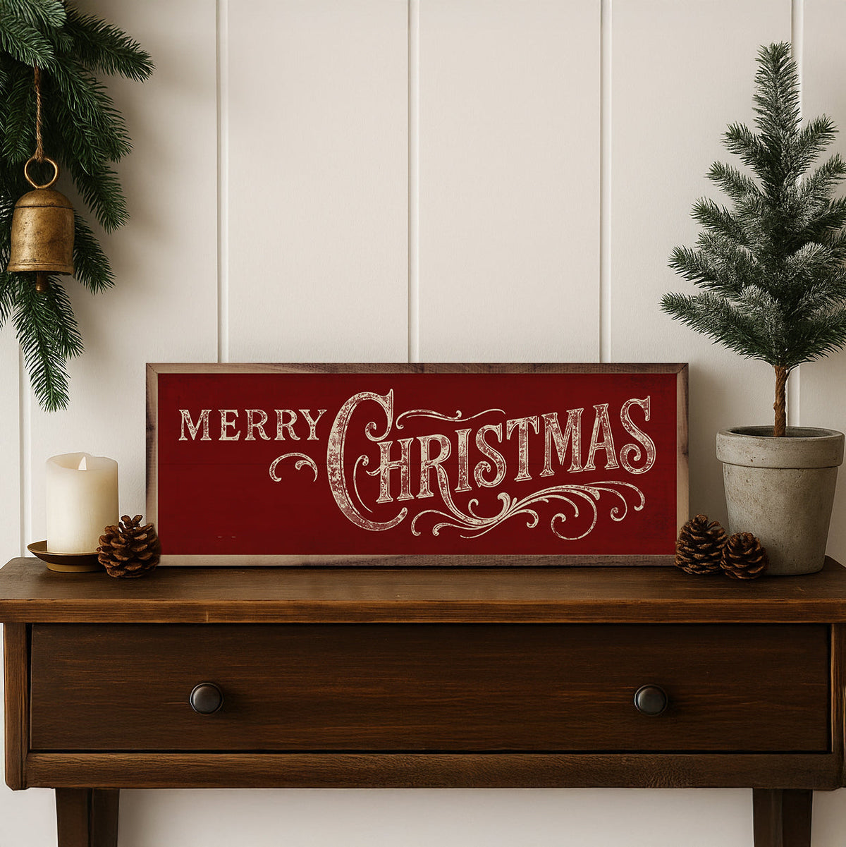 Merry Christmas Ornate Framed Wall Art - Multiple colors