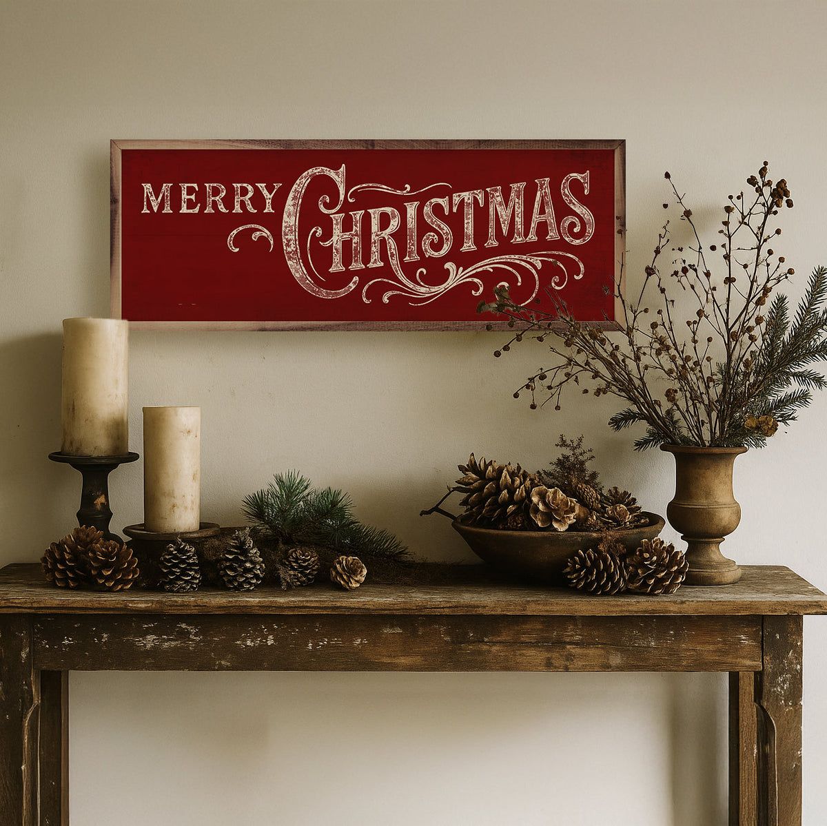 Merry Christmas Ornate Framed Wall Art - Multiple colors
