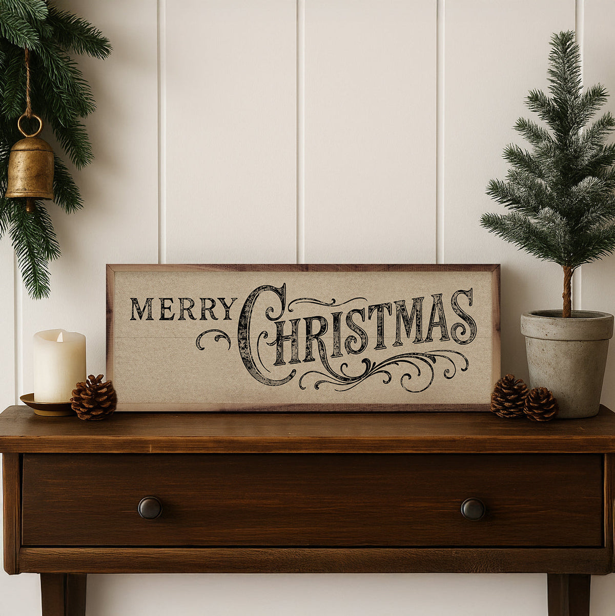 Merry Christmas Ornate Framed Wall Art - Multiple colors