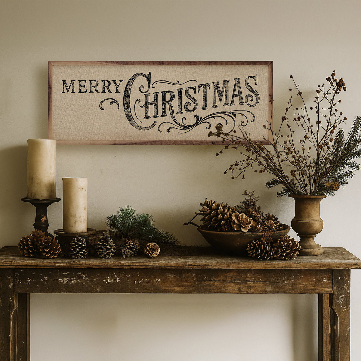 Merry Christmas Ornate Framed Wall Art - Multiple colors