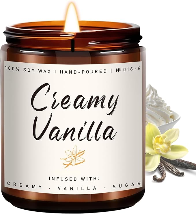 Auelife Fall Candle, Creamy Vanilla Scented Candle for Home - Fall Soy Wax Candles - Autumn Aromatheraphy Candles Gifts Set for Women & Men, Holiday, Thanksgiving Decor, 7oz