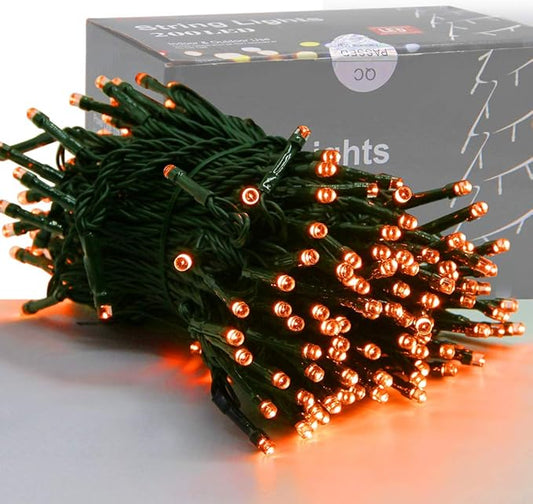 Orange Halloween String Lights | 66FT 200 LED Waterproof Fairy Lights — 8 Modes, Indoor & Outdoor