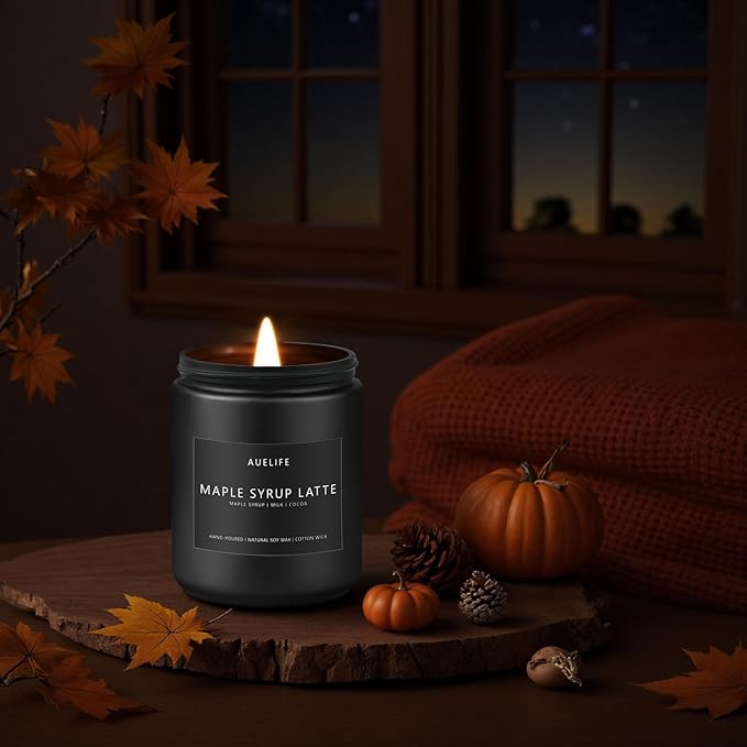 Fall Candle-Maple Syrup Latte Scented Candles for Home Decor, 7 oz Natural Soy Wax, Sweet & Cozy Autumn Candle, Aromatherapy Candles