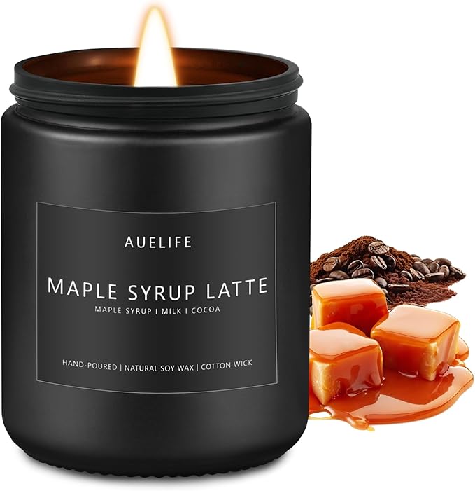 Fall Candle-Maple Syrup Latte Scented Candles for Home Decor, 7 oz Natural Soy Wax, Sweet & Cozy Autumn Candle, Aromatherapy Candles