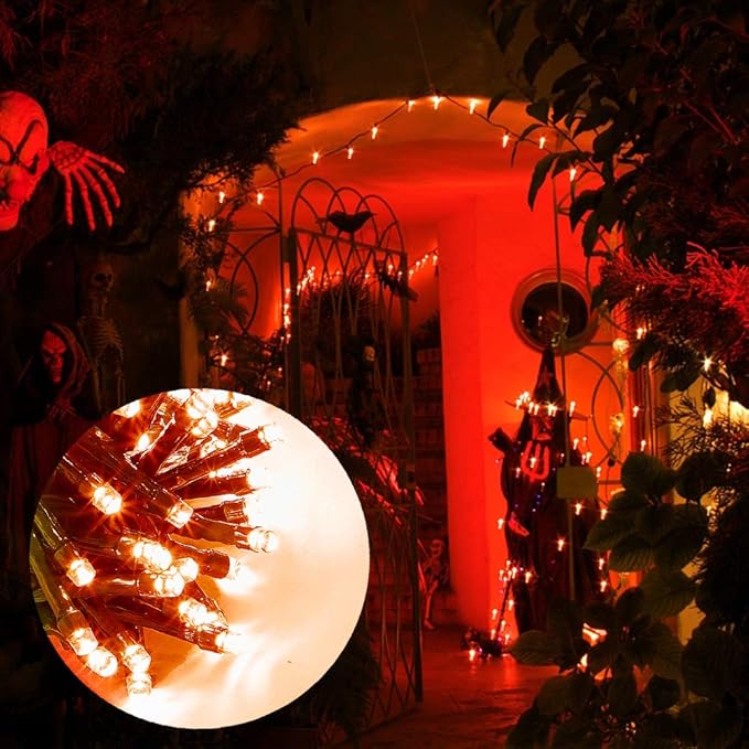 Orange Halloween String Lights | 66FT 200 LED Waterproof Fairy Lights — 8 Modes, Indoor & Outdoor