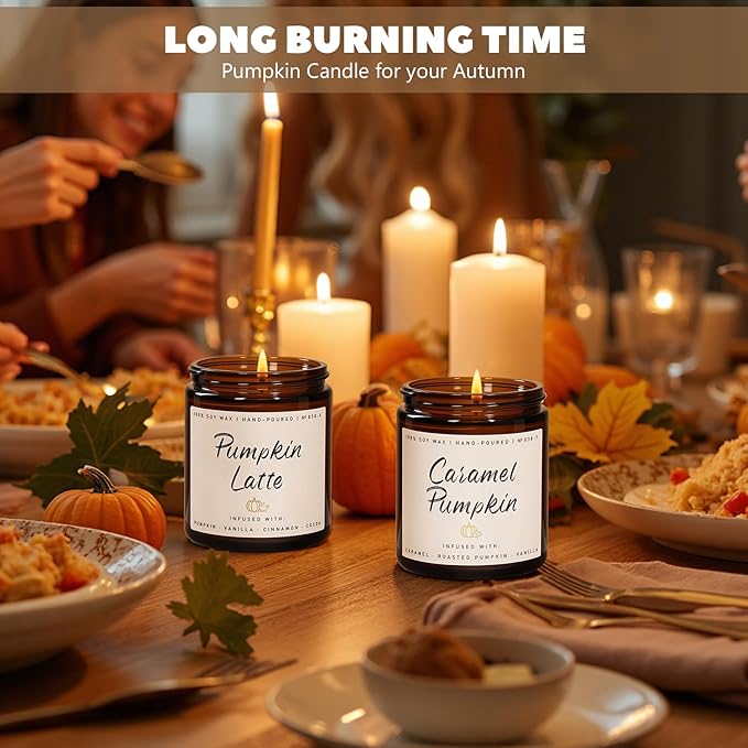 Auelife Fall Candles, Pumpkin Latte Scented Candle – Fall Soy Candle for Home | Autumn Aromatherapy Candles| Pumpkin Scented for Autumn