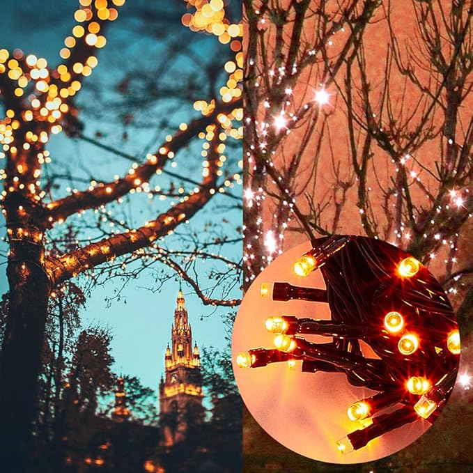 Orange Halloween String Lights | 66FT 200 LED Waterproof Fairy Lights — 8 Modes, Indoor & Outdoor