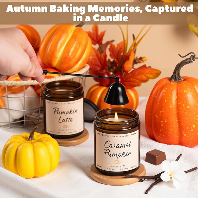 Auelife Fall Candles, Pumpkin Latte Scented Candle – Fall Soy Candle for Home | Autumn Aromatherapy Candles| Pumpkin Scented for Autumn