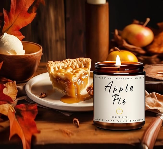 Fall Candles, Apple Pie Scented Candle for Home- Fall Scented Candles Gift Set Long-Lasting Fragrance，7 oz