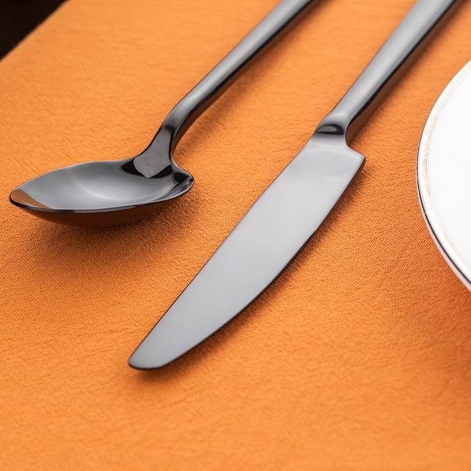20-Piece Stainless Steel Flatware Set | Modern Black Mirror Finish, Service for 4