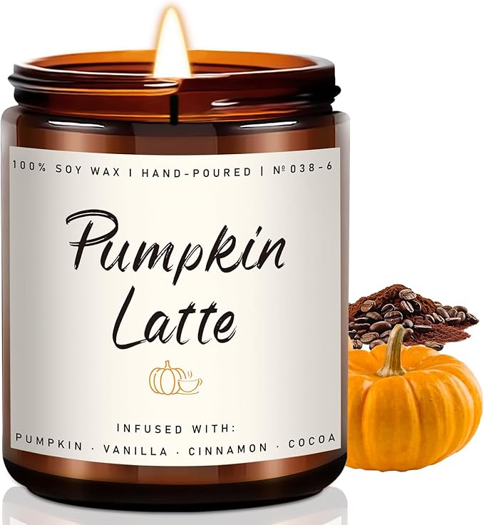 Auelife Fall Candles, Pumpkin Latte Scented Candle – Fall Soy Candle for Home | Autumn Aromatherapy Candles| Pumpkin Scented for Autumn