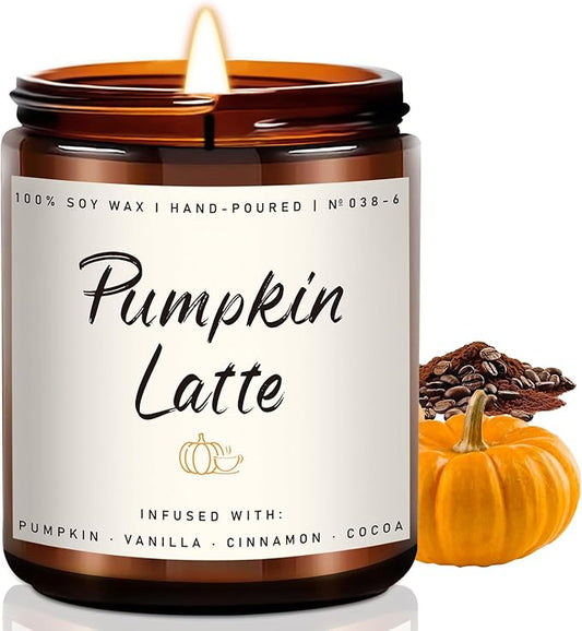 Auelife Fall Candles, Pumpkin Latte Scented Candle – Fall Soy Candle for Home | Autumn Aromatherapy Candles| Pumpkin Scented for Autumn