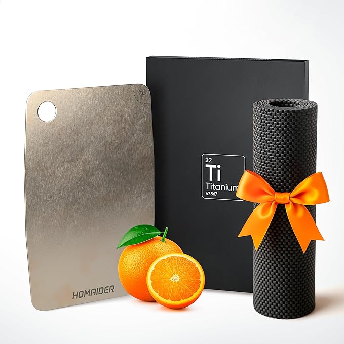 Titanium Cutting Board – Pure Titanium Chopping Board for Kitchen – Non-Toxic, Microplastic-Free, Double-Sided, Dishwasher Safe, Durable Metal Cutting Board