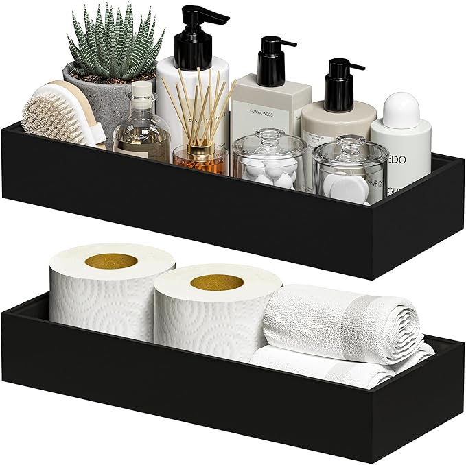 Rustic Bamboo Organizer Bins | Stackable Drawer Tray for Kitchen & Bathroom — Set of 2