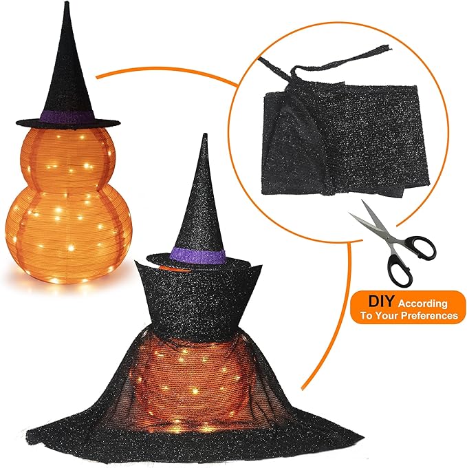 3 FT LED Jack-O-Lantern Pumpkin Lantern | Collapsible Halloween Yard Decoration with Stand