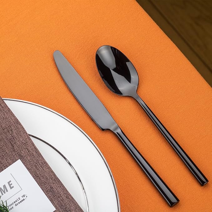 20-Piece Stainless Steel Flatware Set | Modern Black Mirror Finish, Service for 4