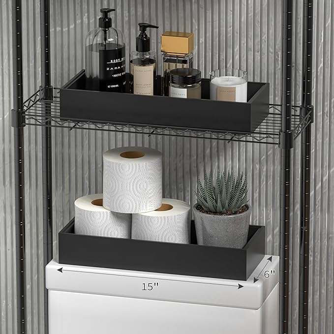 Rustic Bamboo Organizer Bins | Stackable Drawer Tray for Kitchen & Bathroom — Set of 2