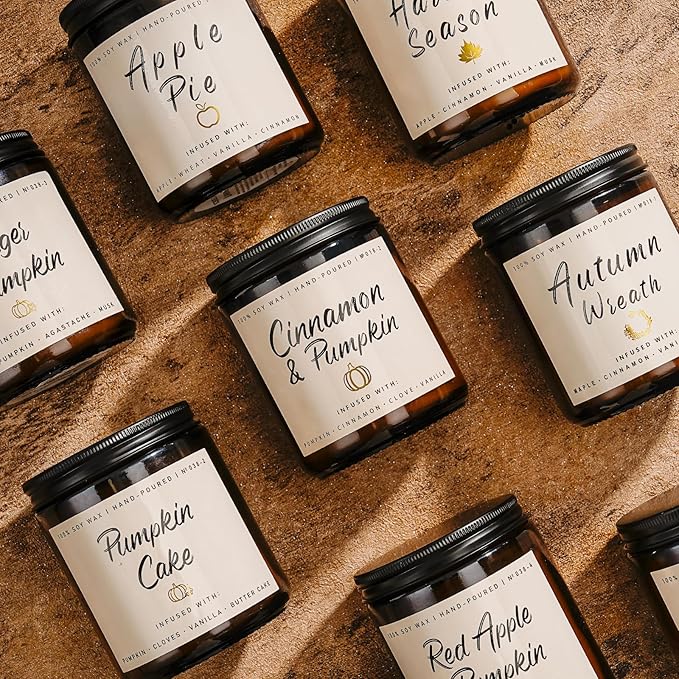 Fall Candles, Apple Pie Scented Candle for Home- Fall Scented Candles Gift Set Long-Lasting Fragrance，7 oz