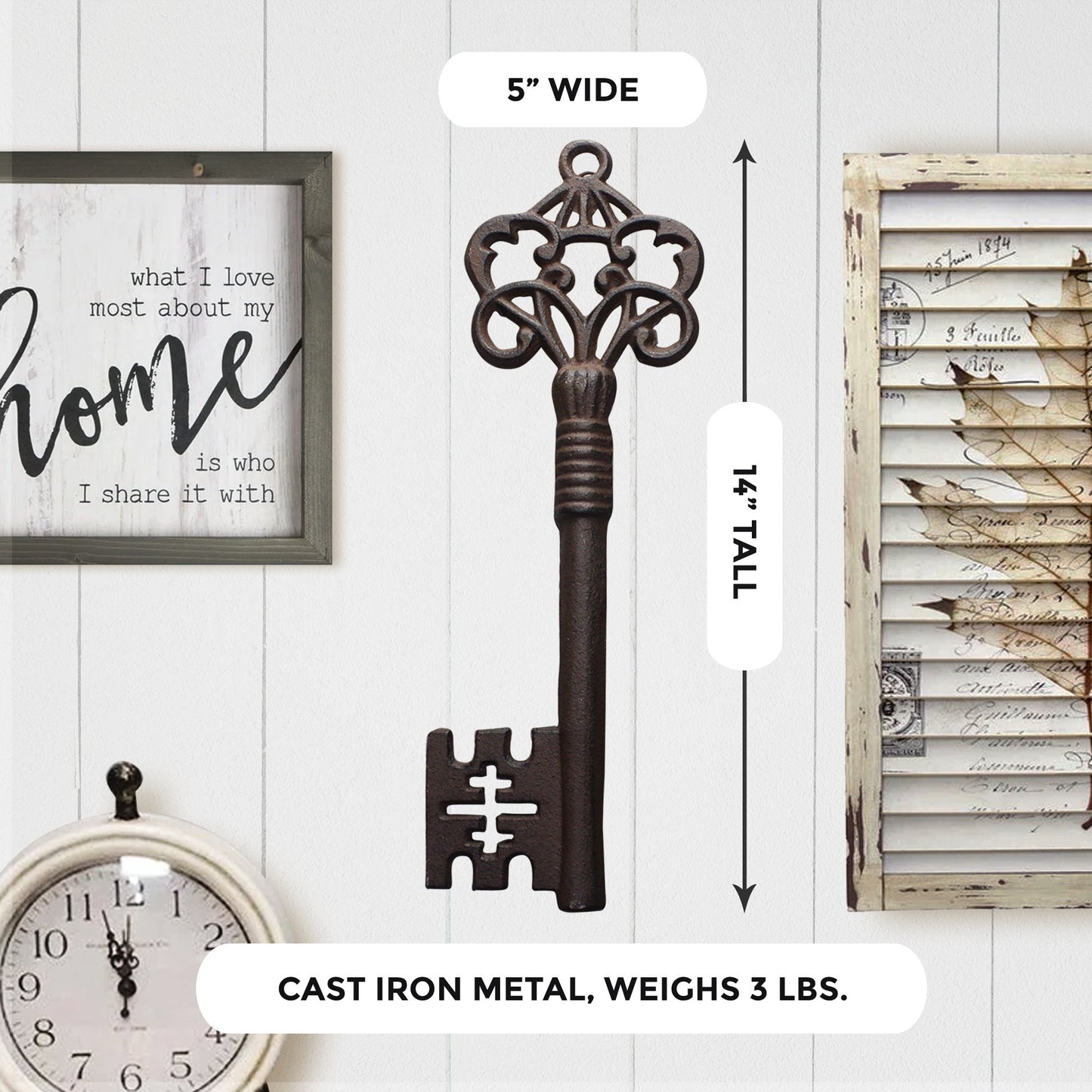 Rustic Cast Iron Skeleton Key Wall Decor