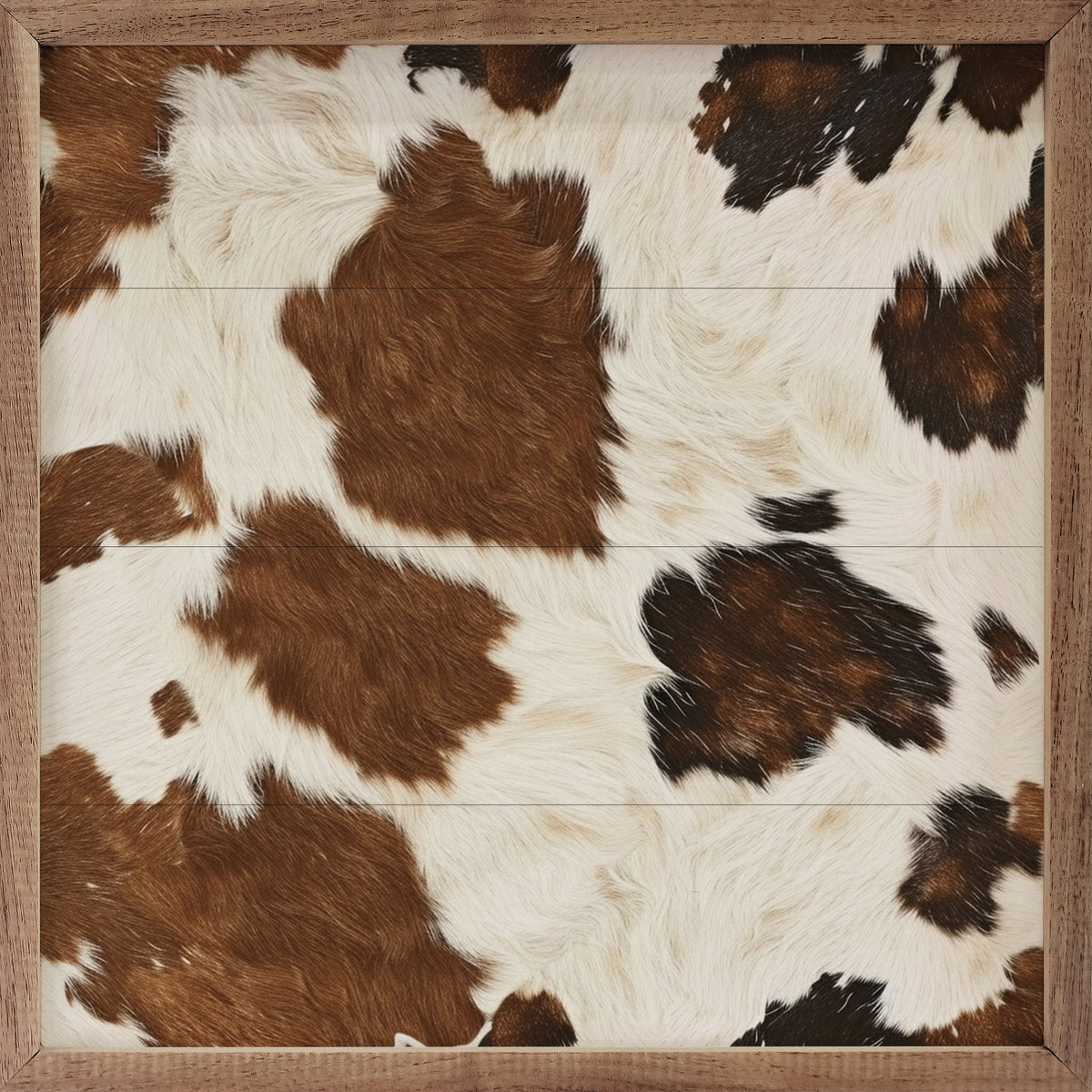 Normande Cowhide Walnut Wood Wall Art