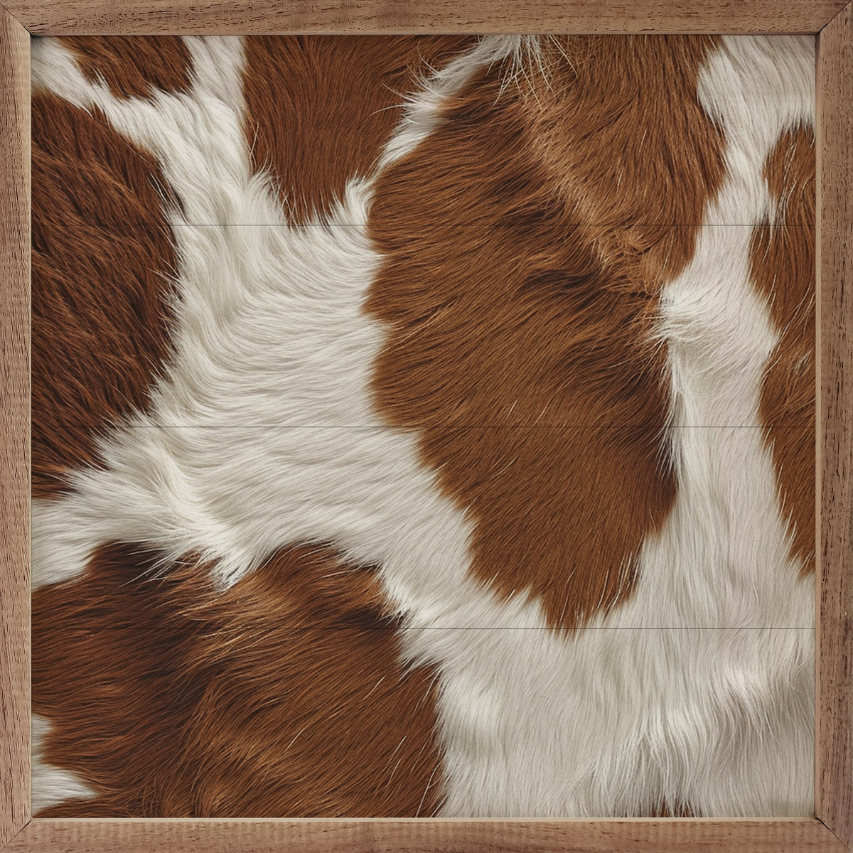 Rustic Ayrshire Cowhide Print - Walnut Wood Frame