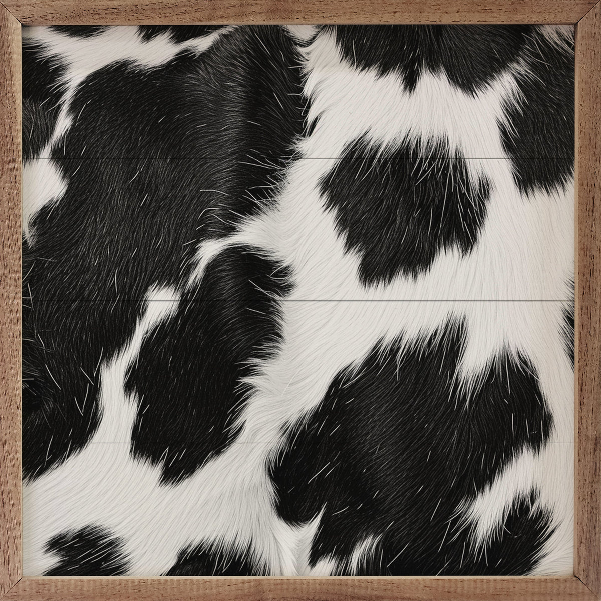 Rustic Farmhouse Cowhide Art Print with Walnut Frame